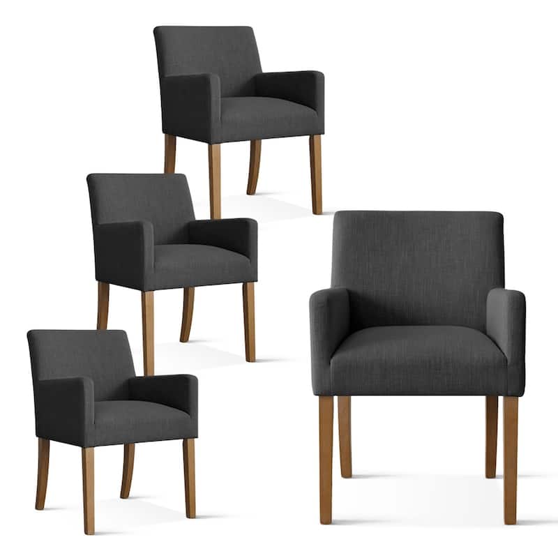 Linen Upholstered Armchair with Solid Wood Legs(Set of 4)