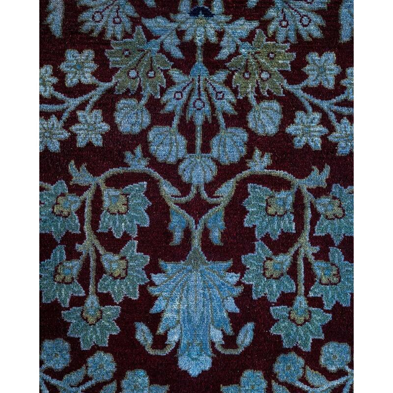 Overton Hand Knotted Wool Vintage Inspired Modern Contemporary Overdyed Blue Area Rug - 9' 2" x 12' 4"