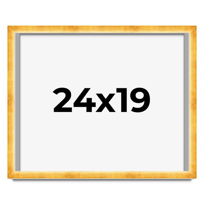 24x19 Shadow Box Frame Gold | 1.625 Inches Deep Real Wood Traditional