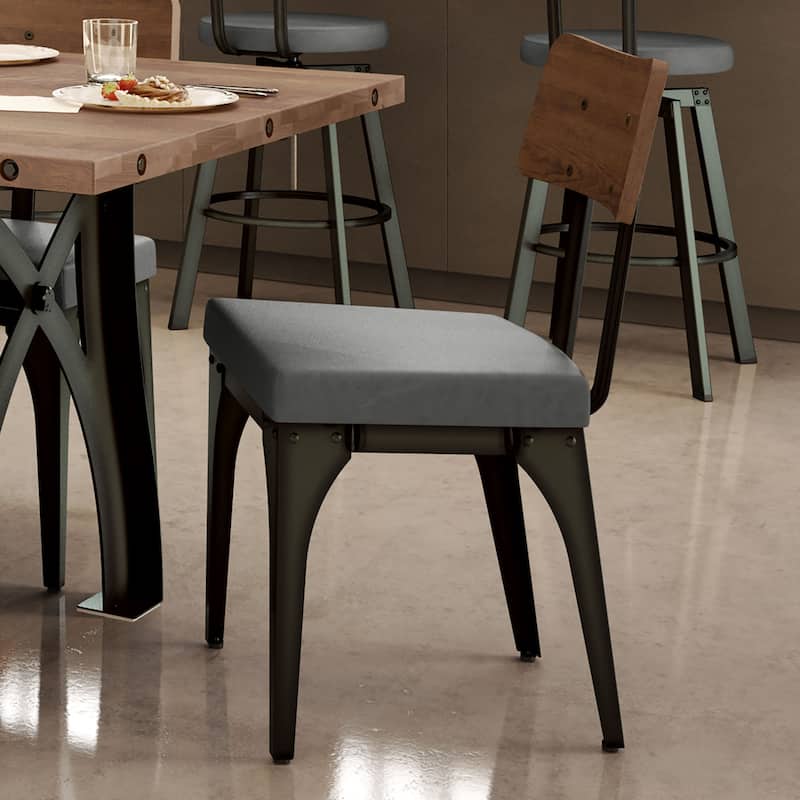 Amisco Symmetry Set of 2 Upholstered Dining Chairs with Wood Backrest