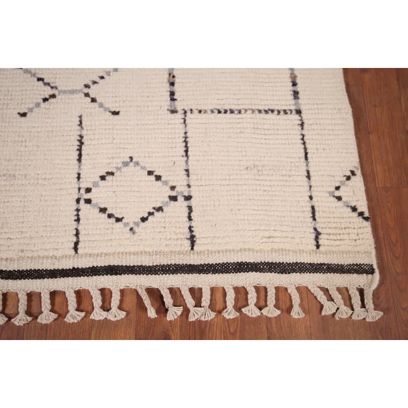 Moroccan Oriental Area Rug Handmade Stripe Wool Carpet - 5'11"x 10'0"