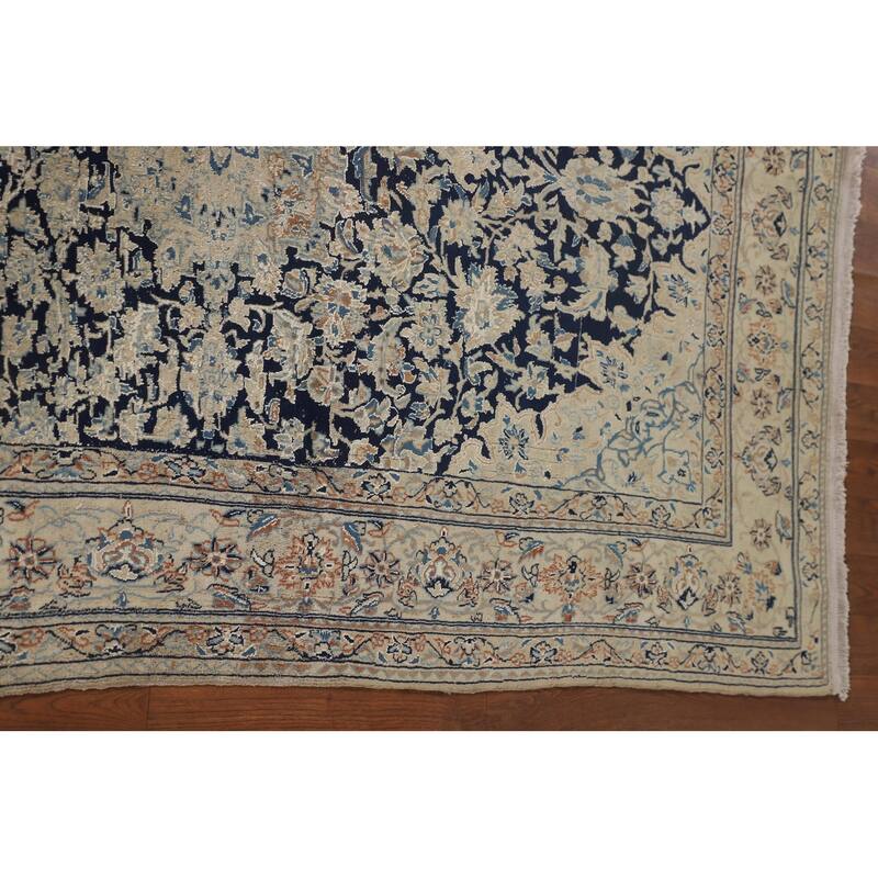 Blue Nain Toodeshk Persian Antique Area Rug Handmade Wool Carpet - 3'11"x 5'11"