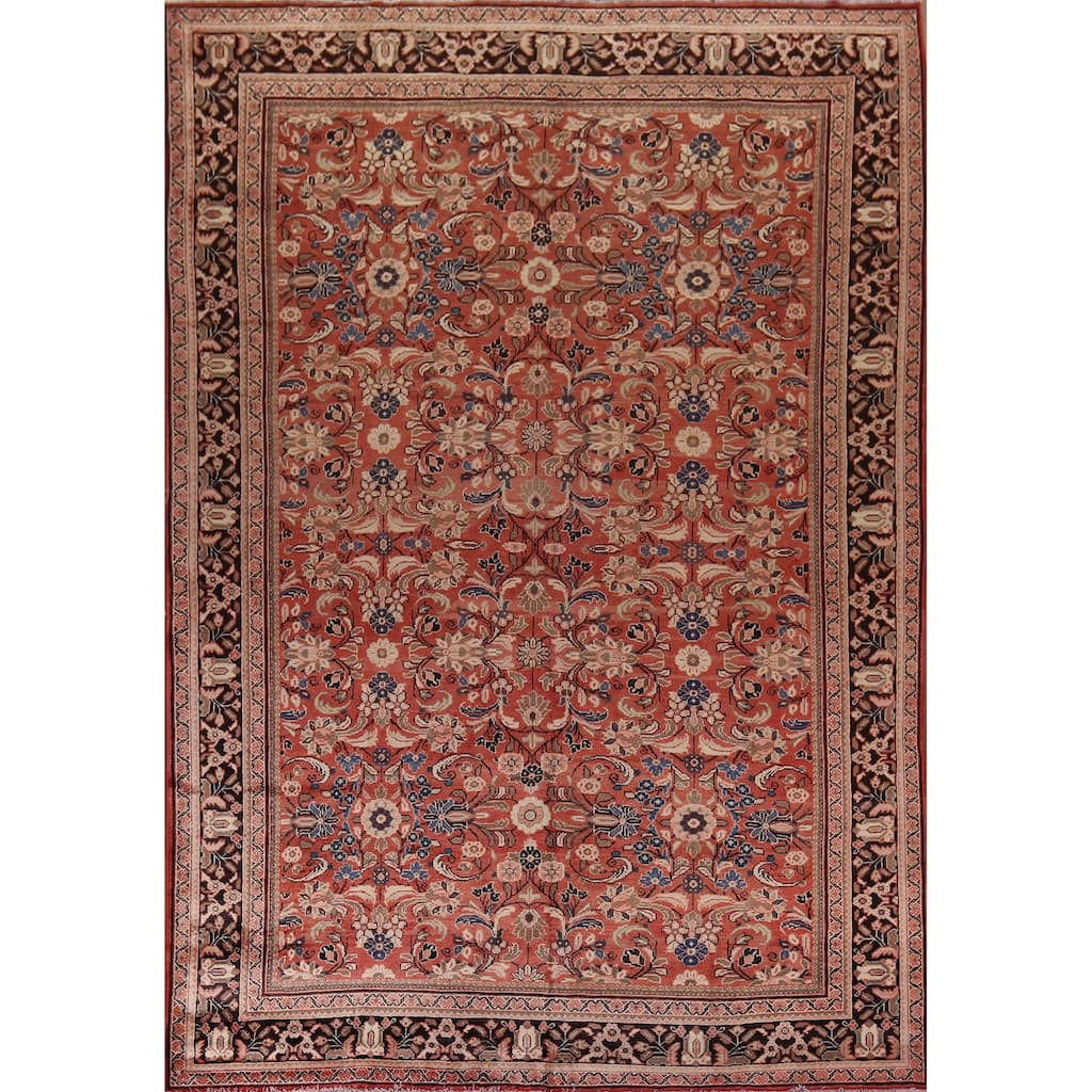 Floral Mahal Vintage Persian Area Rug Hand-Knotted Wool Carpet - 9'6" x 13'2"