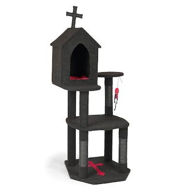 57" Cat Tower with Spacious Cat Condo Scratching Posts