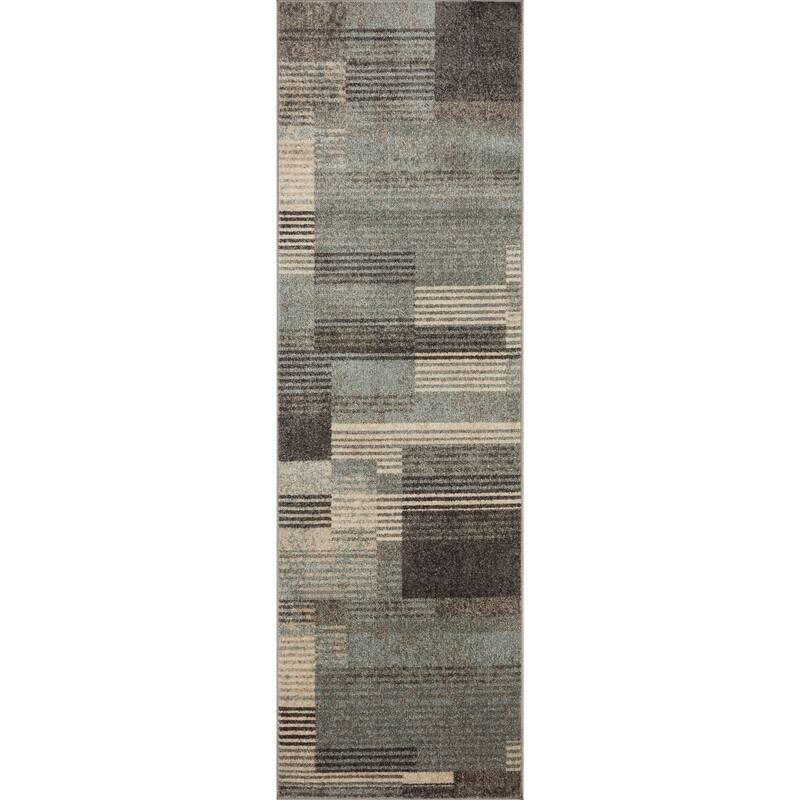 Alexander Home Bradford Modern Stripe Area Rug - 2' 3" x 7' 6" - Storm / Taupe - Runner/Rectangle