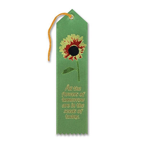 Pack of 6 Green "All The Flowers Of Tomorrow Award" Decorative Award Ribbon Bookmarks 8" - N/A