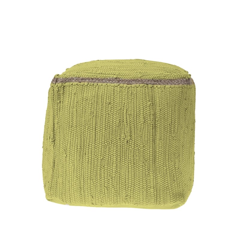 HomeRoots 18" Dark Gray And Natural Cotton And Jute Cube Pouf Ottoman