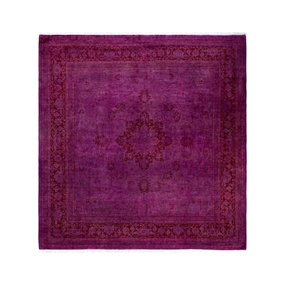 Overton Hand Knotted Wool Vintage Inspired Modern Contemporary Overdyed Pink Square Area Rug - 8' 2" x 8' 3"