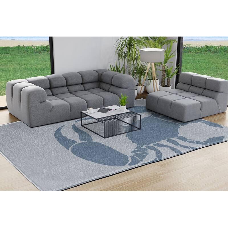 Crab Dip Nautical Chenille Rug