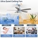preview thumbnail 11 of 11, 52-Inch Premium Cement Gray Ceiling Fan With Light,E26 Bulb Included,Remote Control,DC Motor,5 Plywood Blades