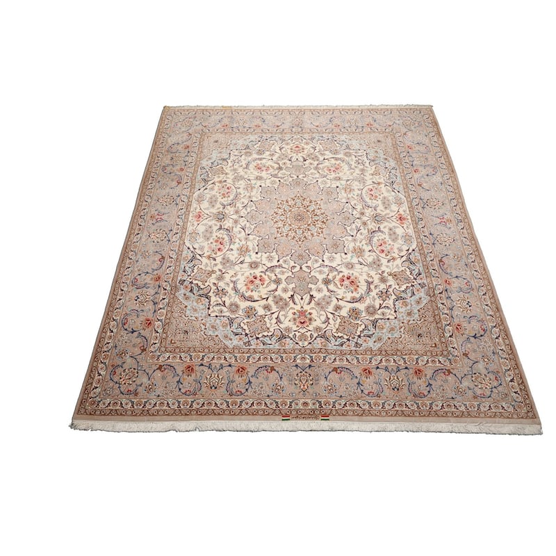 8'3''x10 Hand Knotted Wool Ivory Isfahan Traditional Area Rug - 8' 3'' x 10'