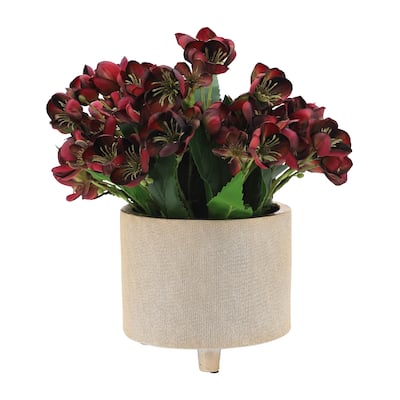 Sagebrook Home Diameter, Ceramic Footed Scratched Planters, Set of Two, Champagne Finish, Stylish and Versatile - 6" x 6" x 6"