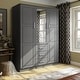 preview thumbnail 38 of 38, Palace Imports 100% Solid Wood Cosmo 3-Door Wardrobe Armoire with Solid Wood or Mirrored Doors Grey
