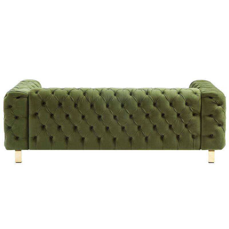 Keyser Modern Glam Tufted Velvet 3 Seater Sofa by Christopher Knight Home - 83.75" L x 34.50" W x 27.25" H