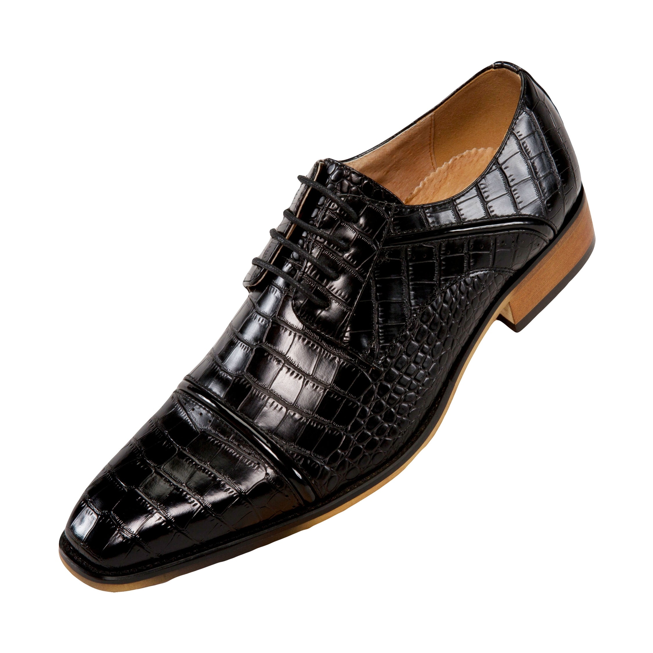 Amali Men's Oxford Brown Cognac Dress Shoes Exotic Print Sizes 7.5-15