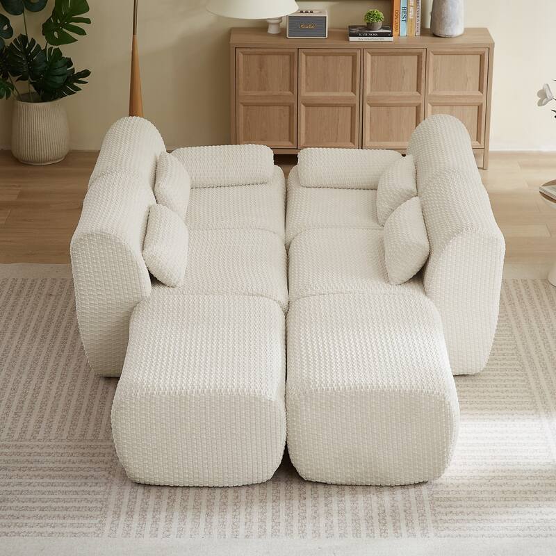 141.7" U-Shaped Corduroy Sectional Sofa with 2 Ottomans, No Assembly Required