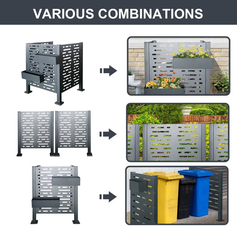 GDF Studio - Bentham Outdoor Metal Privacy Fence Cover for AC with Galvanized Steel Construction