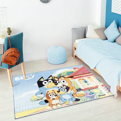Licensed BBC Bluey Digital Printed Non-Slip Plush Polyester Youth Area Rug 3x5 - 3'4"x4'6"