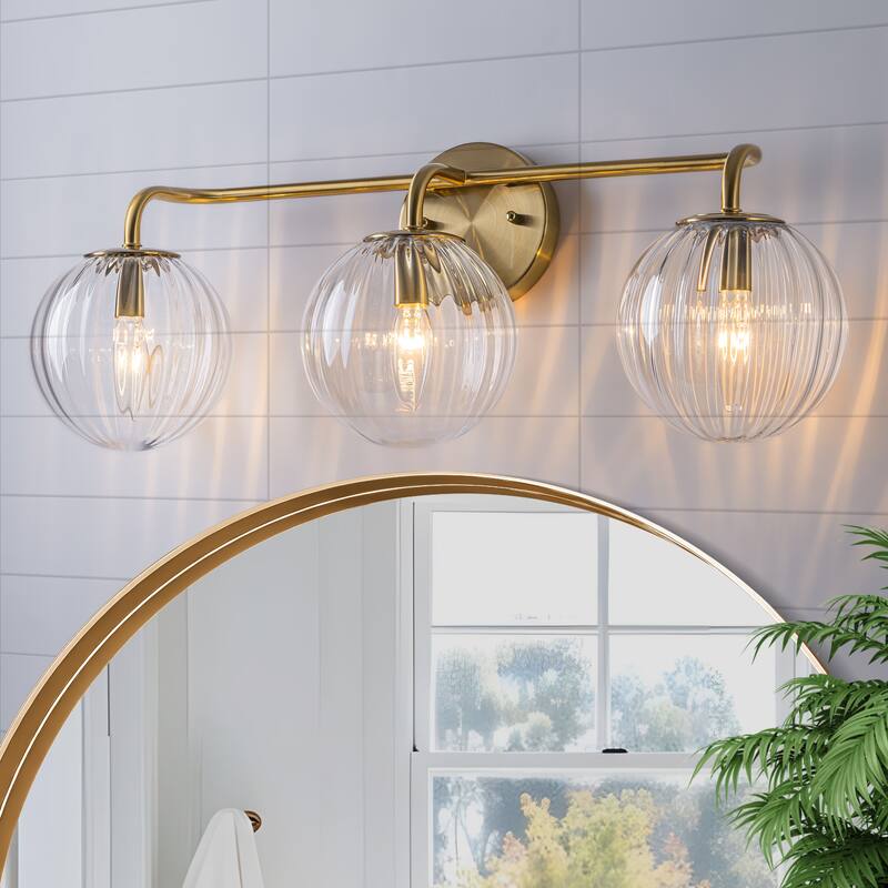Starsky 3-Lights Modern Dimmable Glass Bathroom Vanity Light - Gold