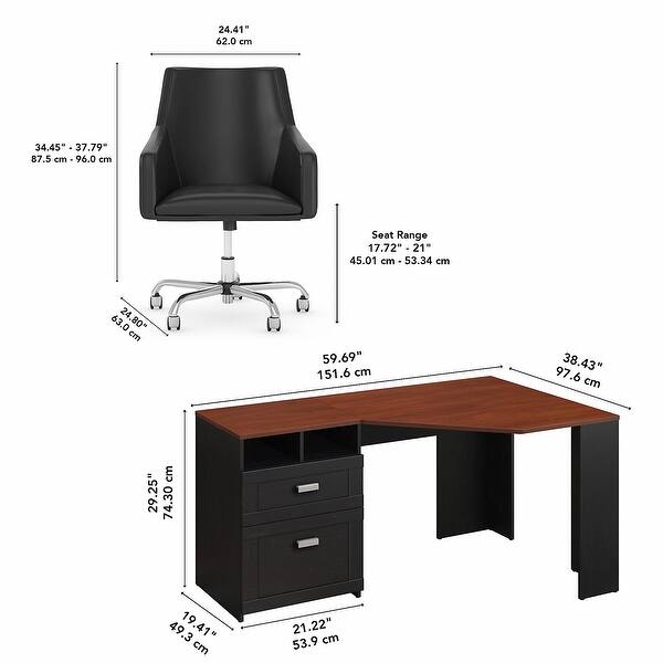 Wheaton 60W Reversible Corner Desk and Chair Set by Bush Furniture Bed Bath & Beyond 32828078