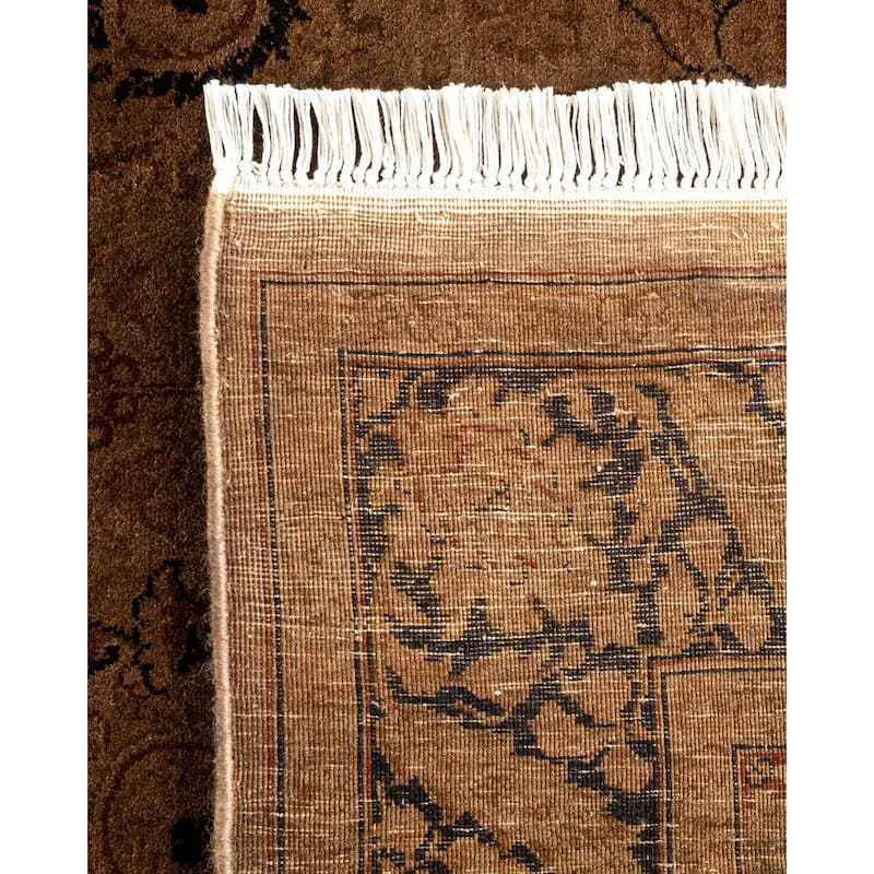 Overton Hand Knotted Wool Vintage Inspired Modern Contemporary Overdyed Brown Area Rug - 4' 1" x 6' 8"