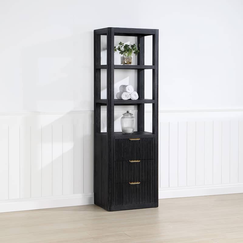 Cadiz 22 in. Storage Cabinet for Bathroom and Living Room - 22 in. - Fir Wood Black
