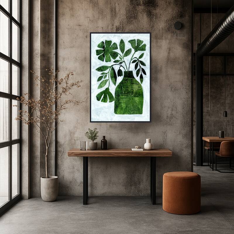 Abstract Green Floral No 2 by Susan Black Framed Canvas Wall Art Print