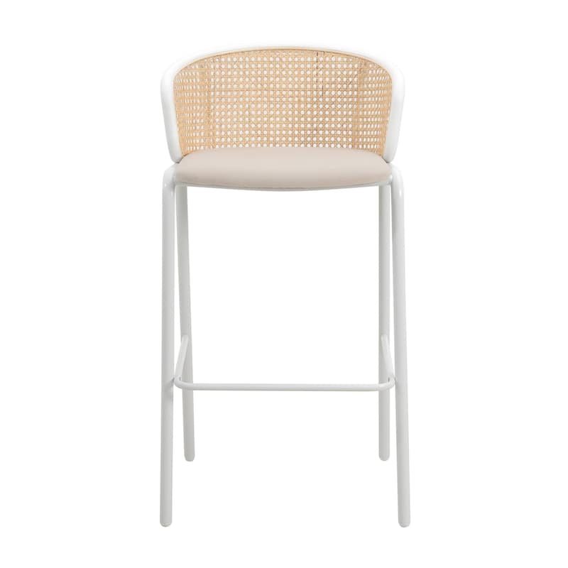 LeisureMod Ervilla Bar Stool with White Powder Coated Steel Frame Set of 2 - 37"