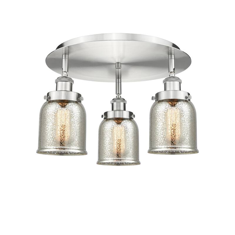 Innovations Lighting Bell - 3 Light 17" Flush Mount - Silver Plated Mercury/Satin Nickel