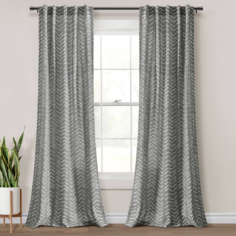 Lush Decor Hygge Modern Arrow Linen Look Window Curtain Panels Set