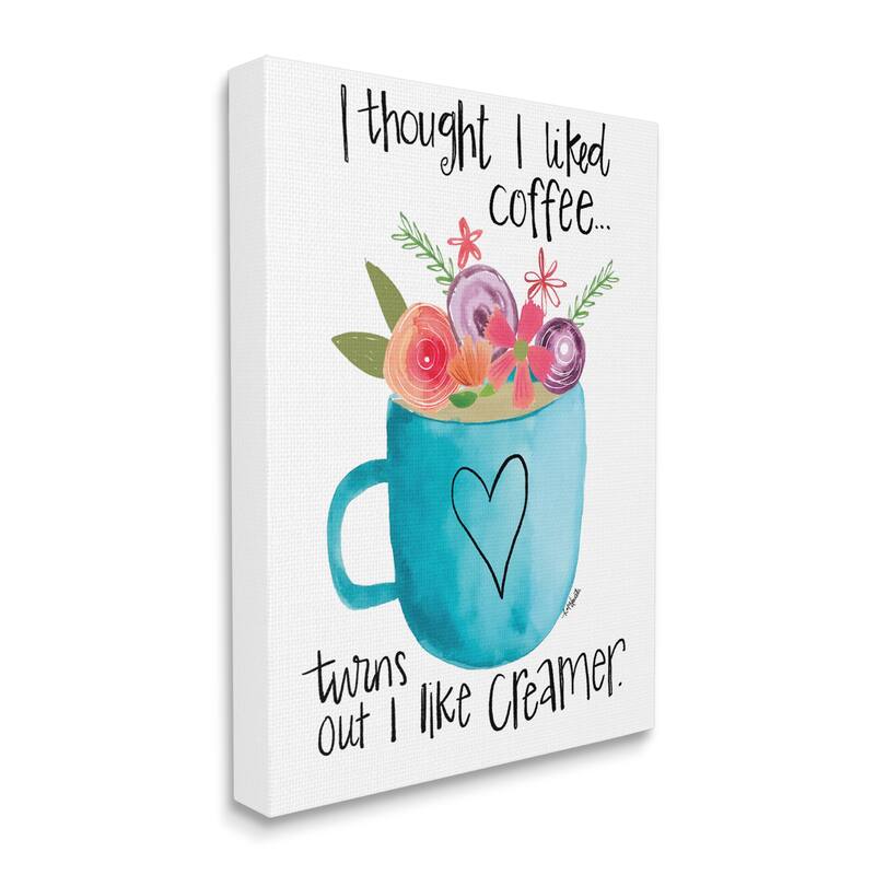 Stupell Thought I Liked Coffee Phrase Kitchen Creamer Joke Canvas Wall Art - Blue - 30 x 40