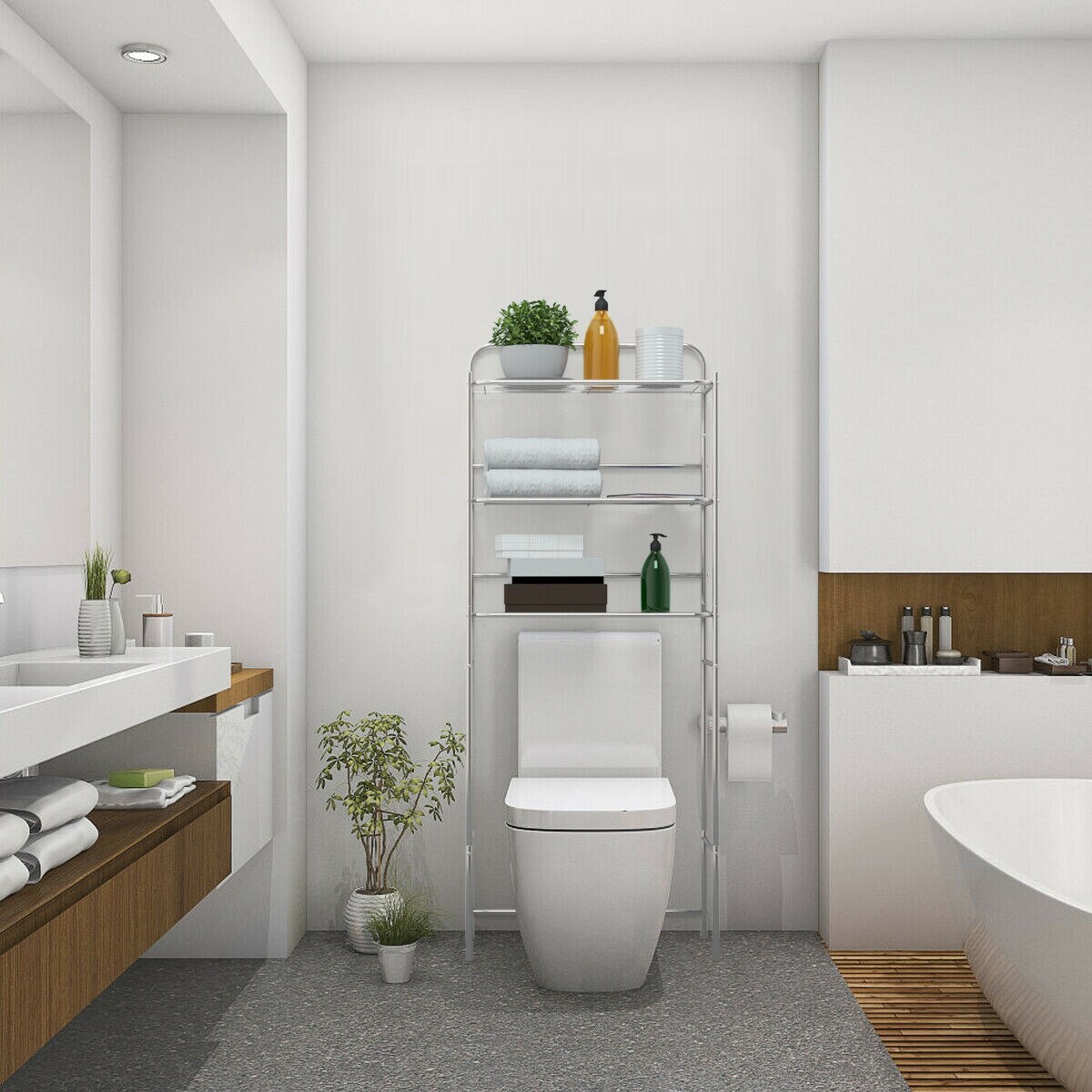 Shop Costway 3 Tier Over The Toilet Space Saver Bathroom Storage