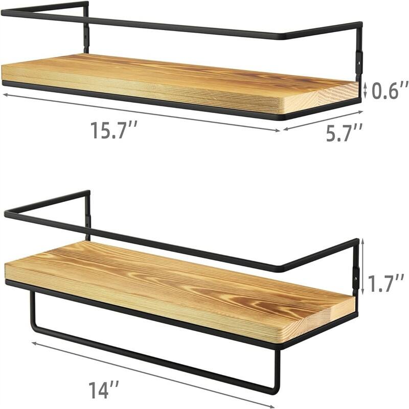 Floating Shelves for Wall Set of 2 - 5.7"D x 15.7"W x 1.7"H
