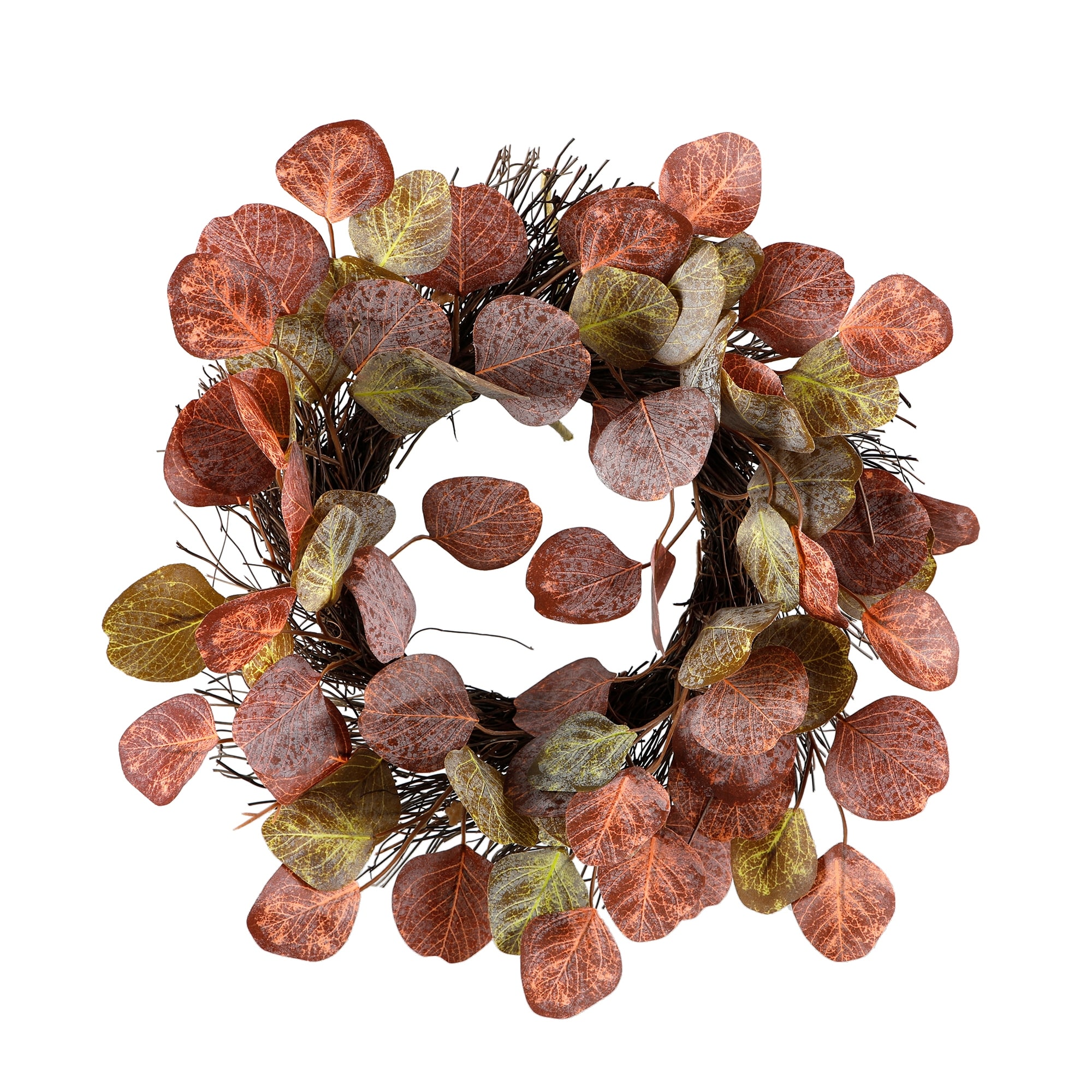 14" Faux Fall Eucalyptus Wreath for Door & Wall Decor