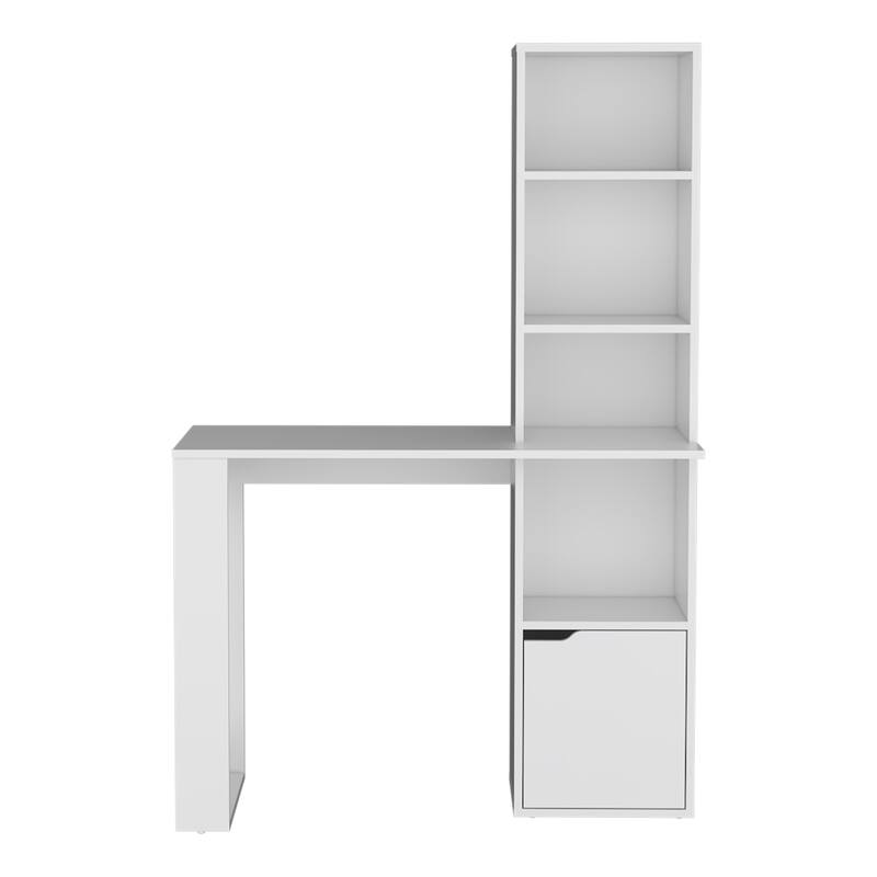 Computer Desk with 1-Cabinet and 4-Tier Bookcase,Computer Table for Living Room Bedroom