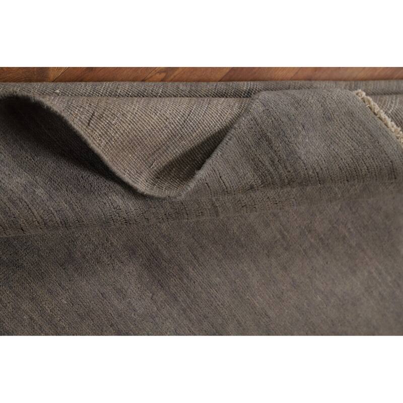 Gray Gabbeh Modern Rug Hand-Knotted Wool Carpet - 3'10"x 5'10"