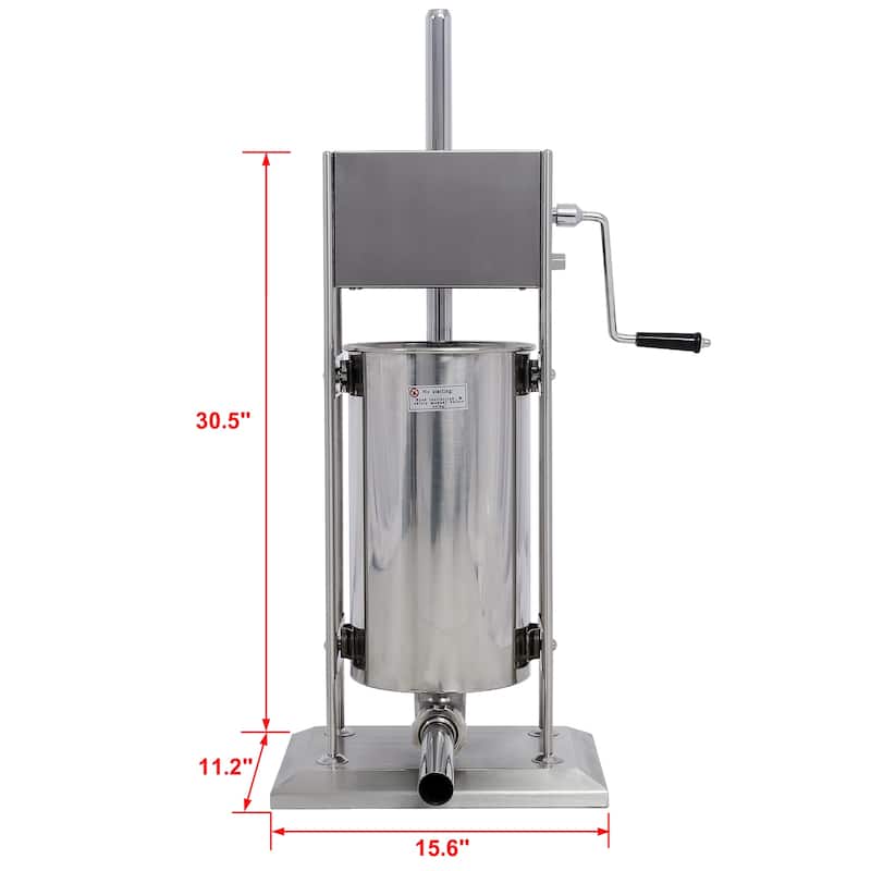 4-Gallon Stainless Steel Commercial Dual Speed Vertical Sausage Maker Meat Filler with 4 Stuffing Tubes