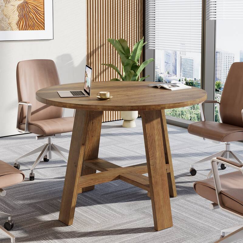 Solid Wood Conference Table, Meeting Seminar Business Desk for Conference Room Home Office - Brown