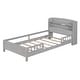 preview thumbnail 6 of 5, Twin Size Platform Bed w/Built-in LED Light, Solid Wood Platform Bed Frame w/Storage Headboard & Safety Guardrail, Antique Grey