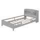 preview thumbnail 11 of 20, Twin Size Platform Bed with Built-in LED Light, Storage Headboard & Guardrail, Antique Grey