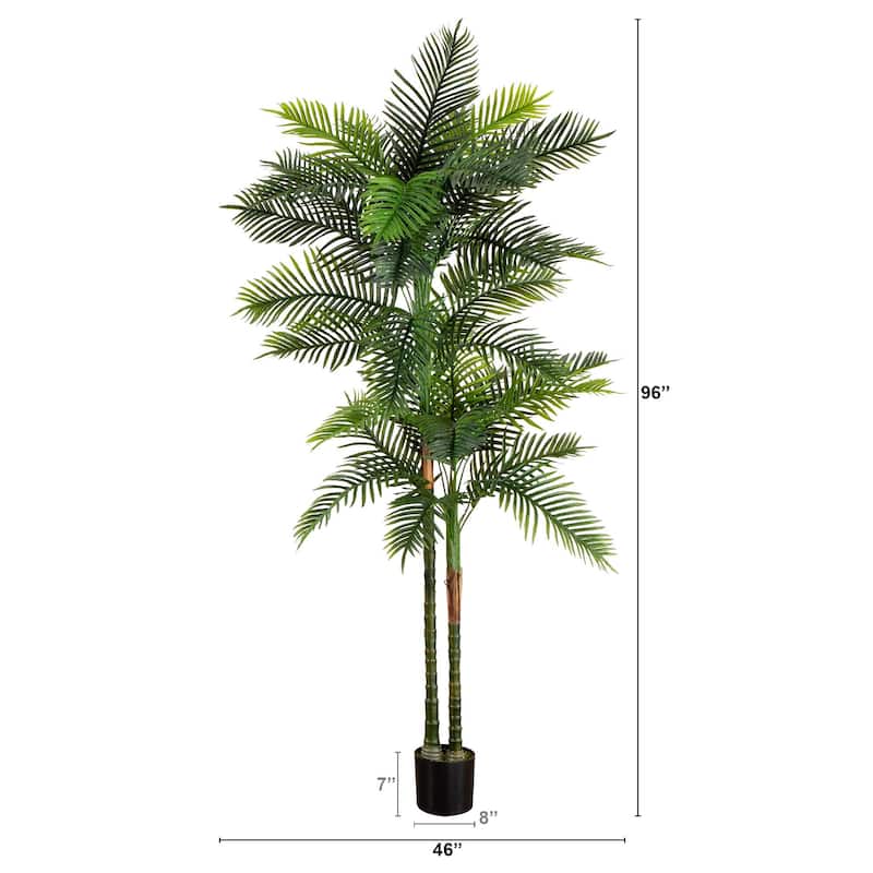 Potted Double Robellini Palm Artificial Tree - 8'