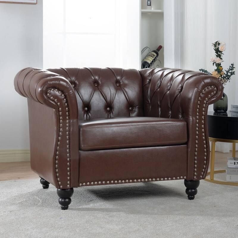 A PU Seater Sofa For Living Room - Brown