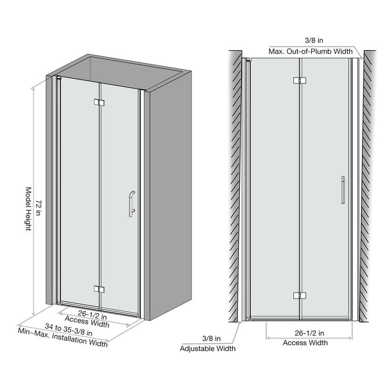 Aukfa Bifold Frameless Glass Shower Door
