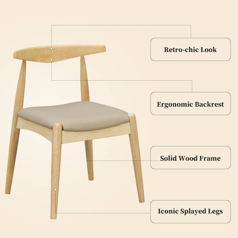 Christopher Knight Home - Walden Vintage Solid Wood Upholstered Dining Chair Set of 2 with Ergonomic Backrest