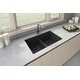 preview thumbnail 4 of 5, Ruvati 33 x 19 inch Granite Composite Quartz Undermount Low Divide Double Bowl Kitchen Sink - Midnight Black - RVG2385BK