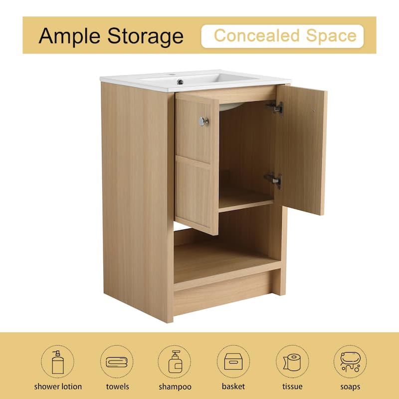 Malwee 24"/30" FreeStanding Bathroom Vanity, Floor Stand Bathroom Vanity with Sink and Soft Close Door