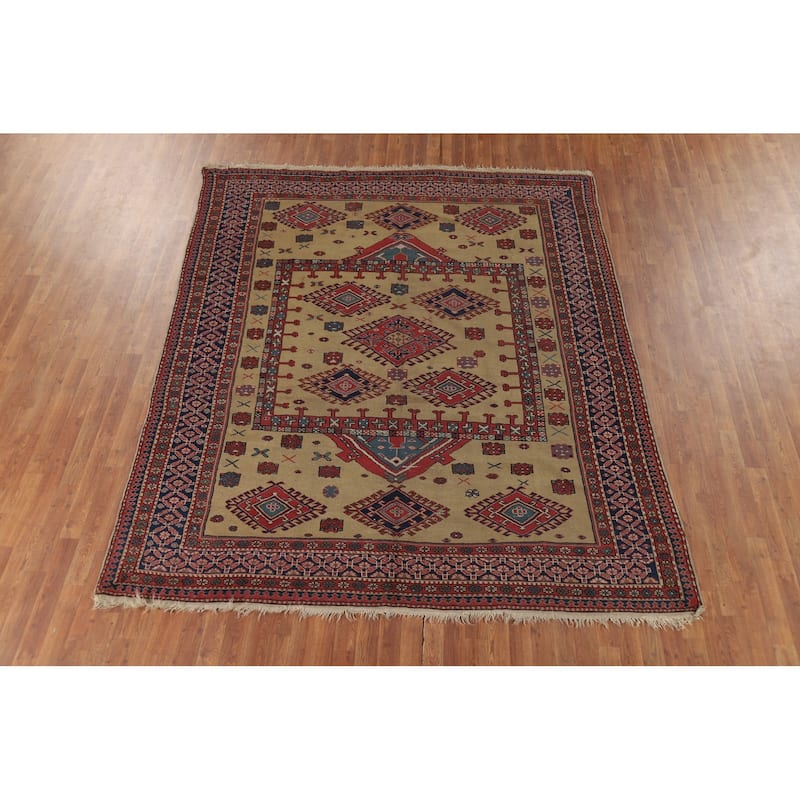 Kazak Vegetable Dye Antique Area Rug Handmade Wool Carpet - 7'9" x 9'3"