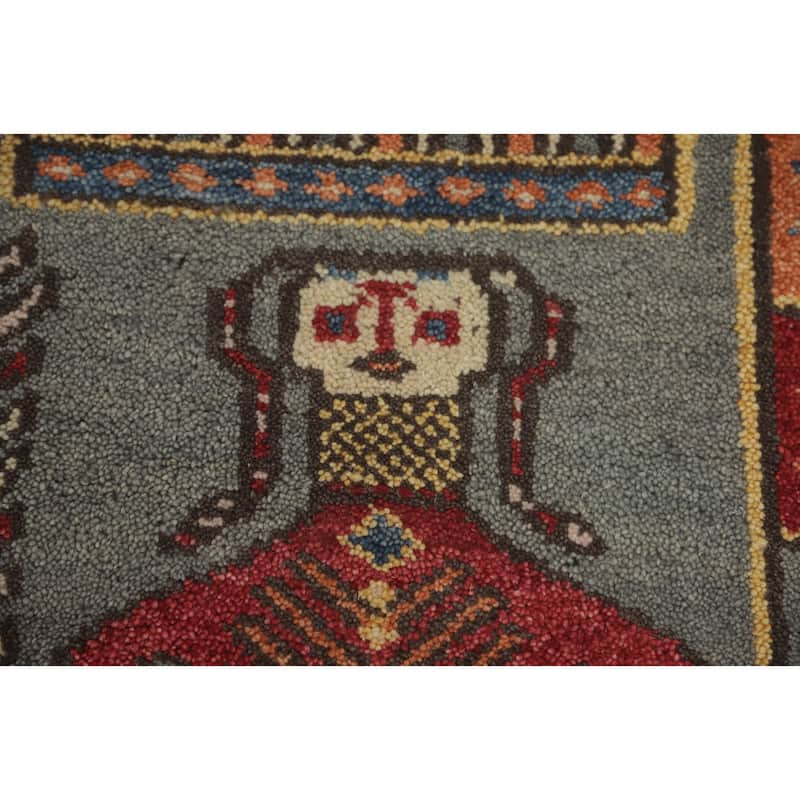 Hand-knotted Traditional Wool Grey Geometric Oriental Area Rug - 10' 1'' X 4' 0''