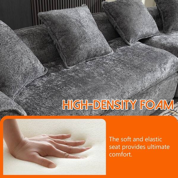 Boucle Upholstered Oversized 3 Seater Comfy Sofa Unique Double Seat and Corner Construction for Apartment