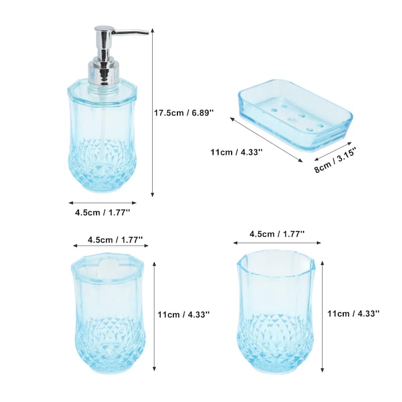 1 Set Durable Bathroom Accessories Set for Bathroom Vanities - Transparent Blue